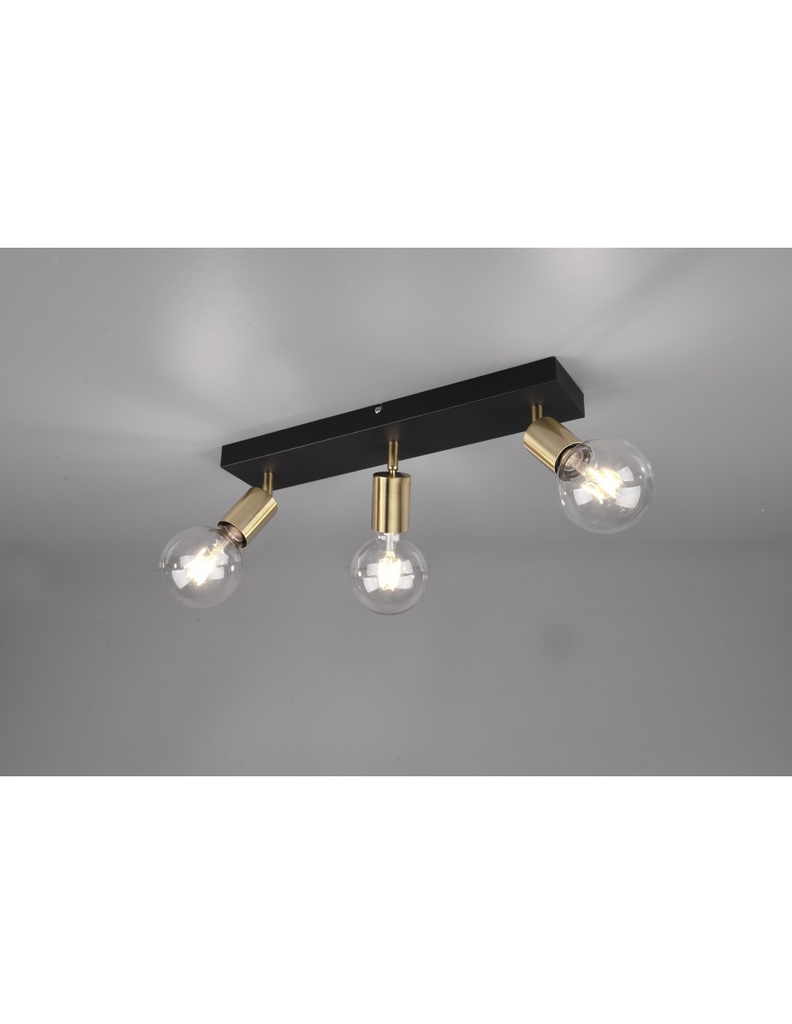 Faretto Spot 3xE27 Vannes Nero-Ottone L44 cm Trio Lighting