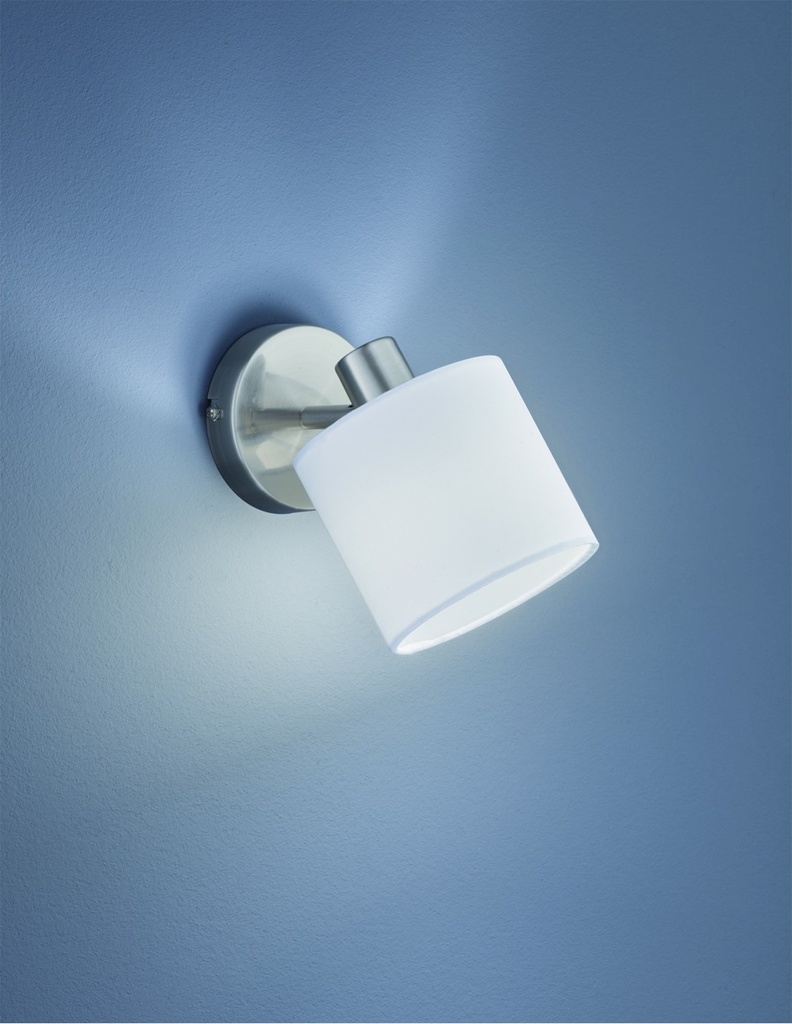 Faretto Spot Tommy 1xE14 Nichel E Tessuto Bianco L12 cm Trio Lighting