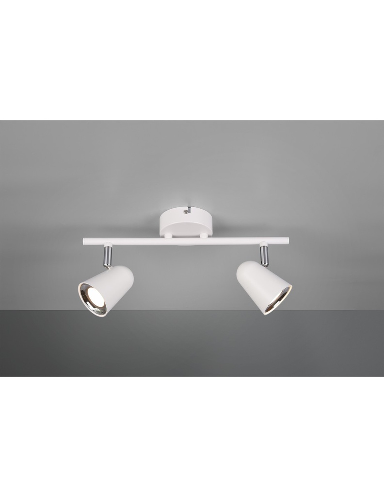 Faretto Orientabile Bianco 2 Spot LED L34 cm