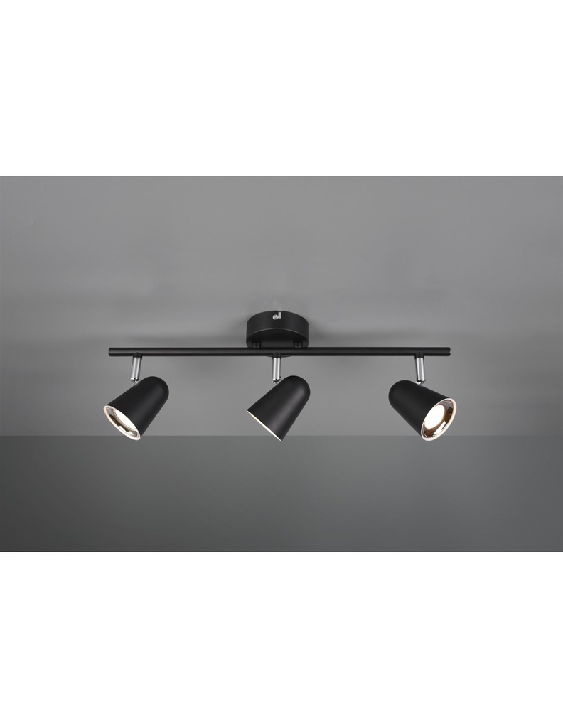 Faretto Nero 3 Spot Led L48 cm
