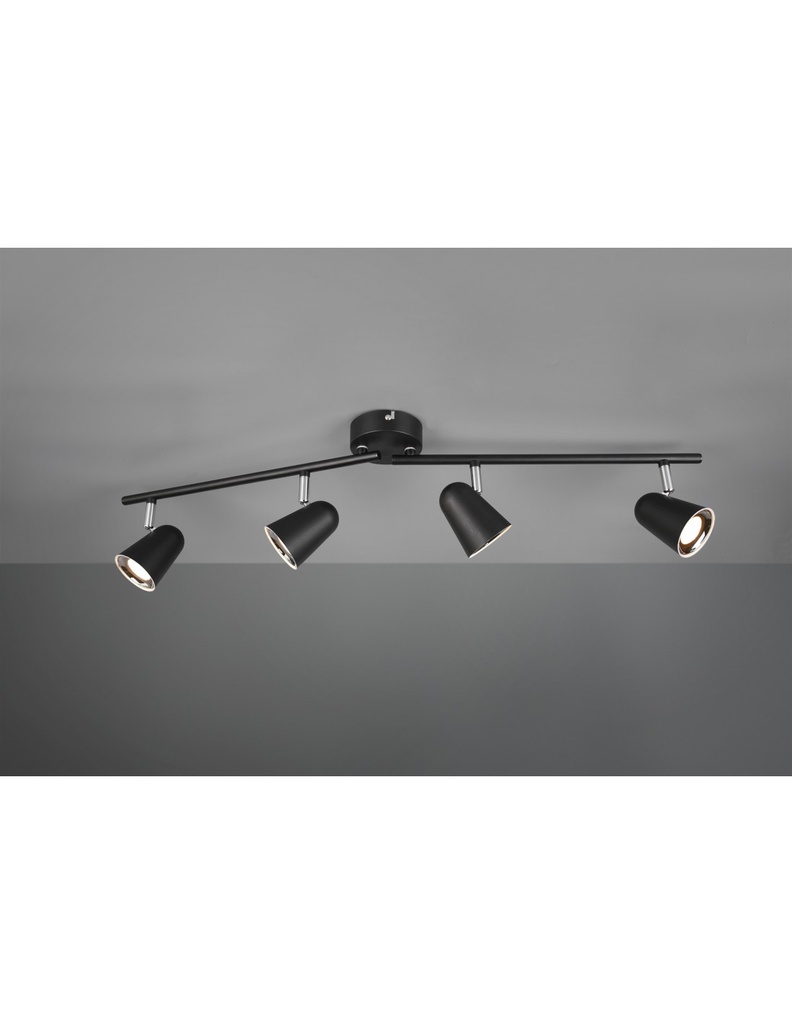 Faretto Nero 4 Spot Led L78 cm