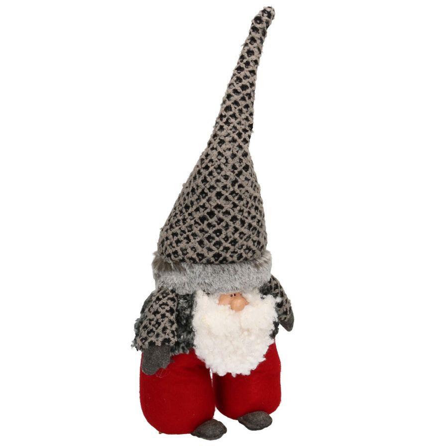 Fermaporta Babbo Natale Grigio Rosso in Tessuto - 20x12x61 cm