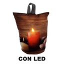 Fermaporta tessuto candele led marrone cm11x19