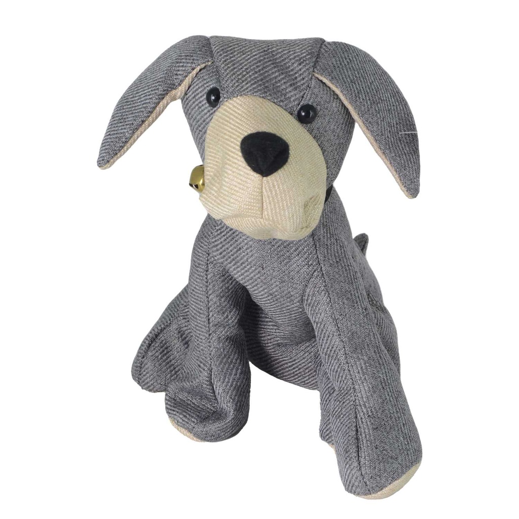 Fermaporta in tessuto grigio con motivo cane - 30x20x30 cm