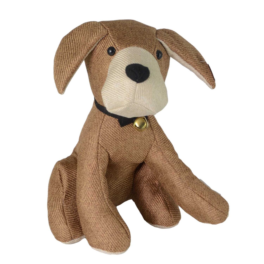 Fermaporta in tessuto marrone a forma di cane - 30x20h30 cm