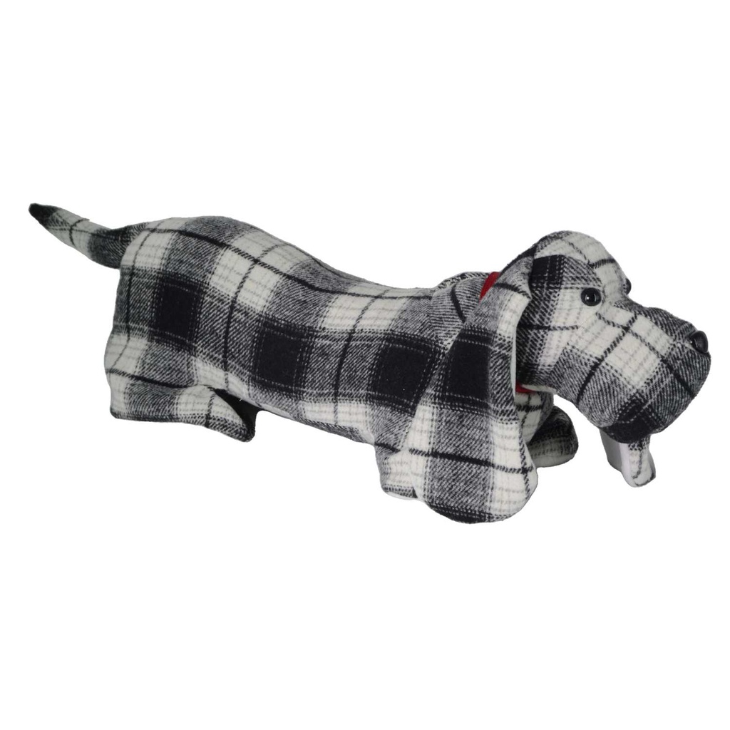 Fermaporta in tessuto a quadretti nero - 53x12x15 cm