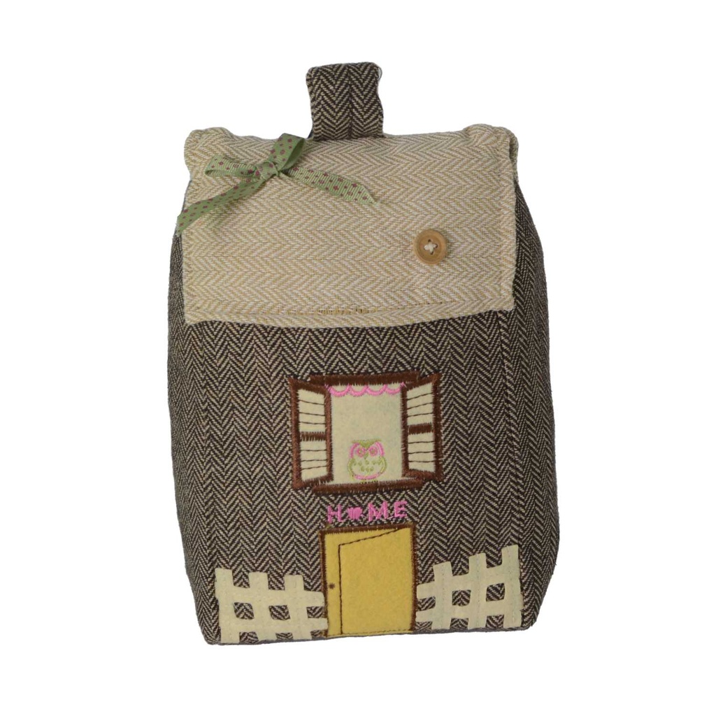 Fermaporta elegante in tessuto marrone 15x8x24 cm