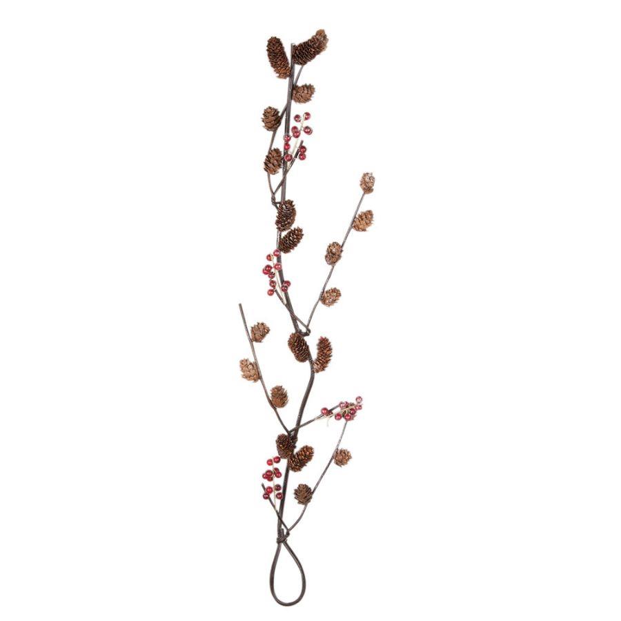 Festone marrone con pigne e bacche, 140 cm