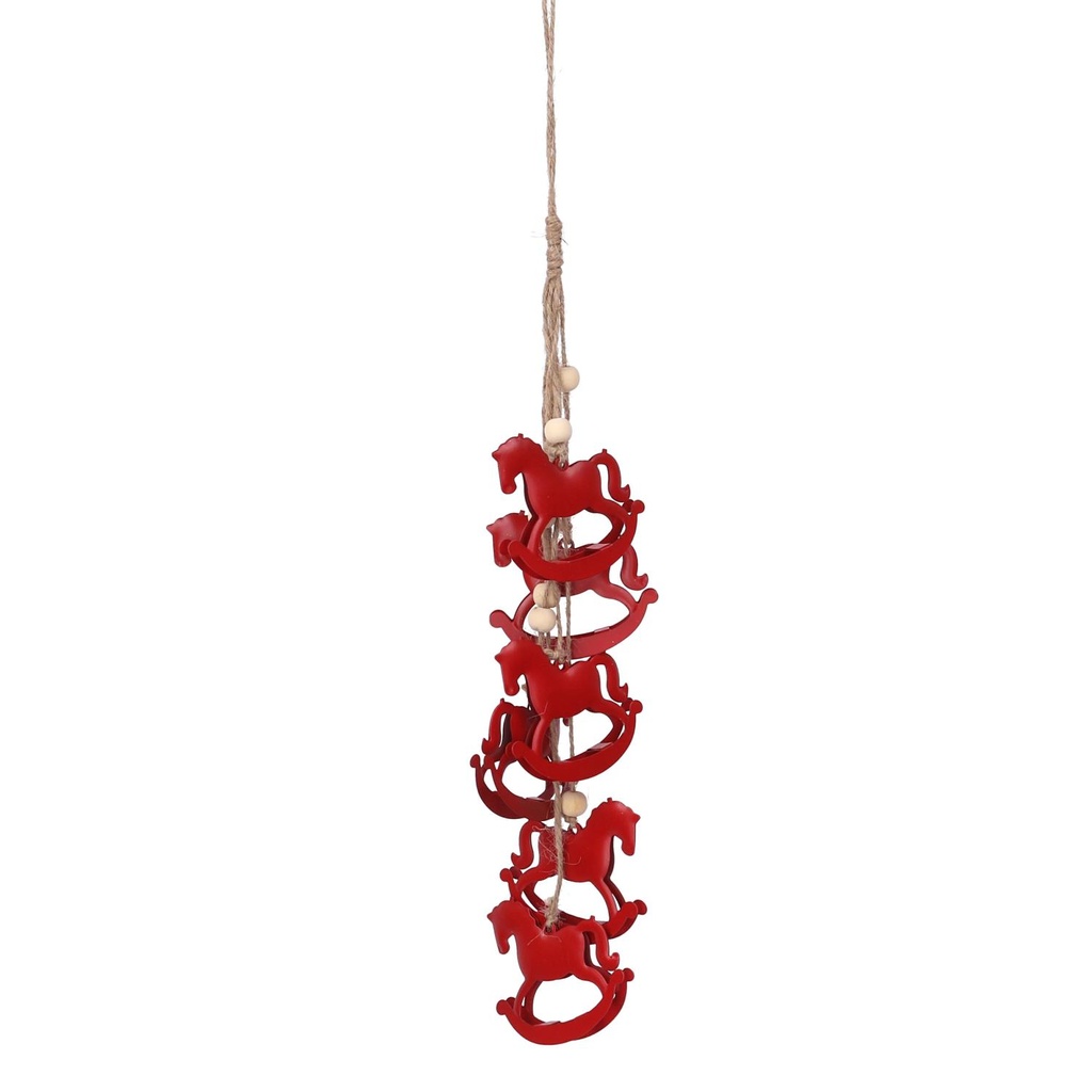 Festone Metallo Cavallo a Dondolo Rosso 48x4x4 cm