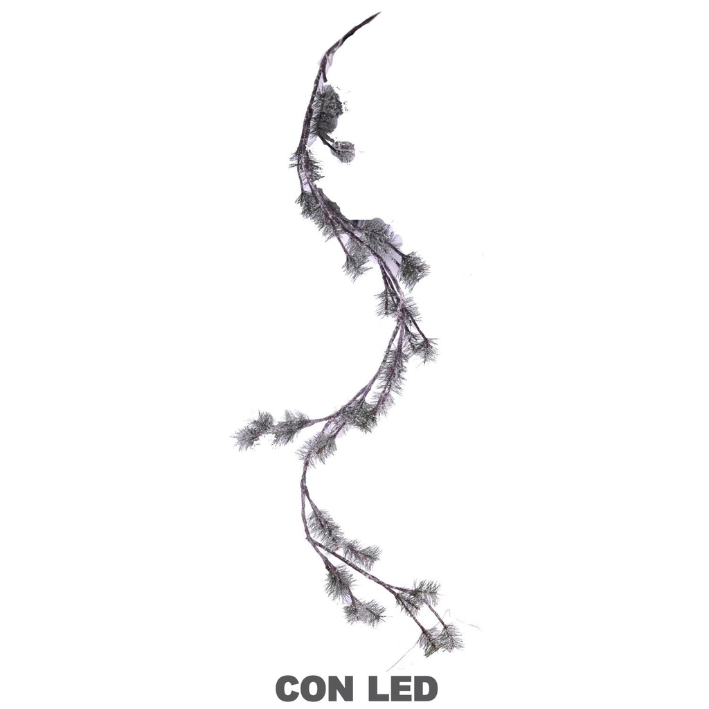 Ghirlanda verde innevata con 44 led cm180h20