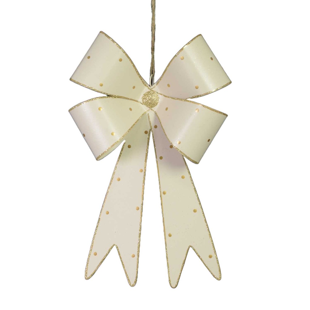 Fiocco metallo pois oro bianco 21x7x34 cm