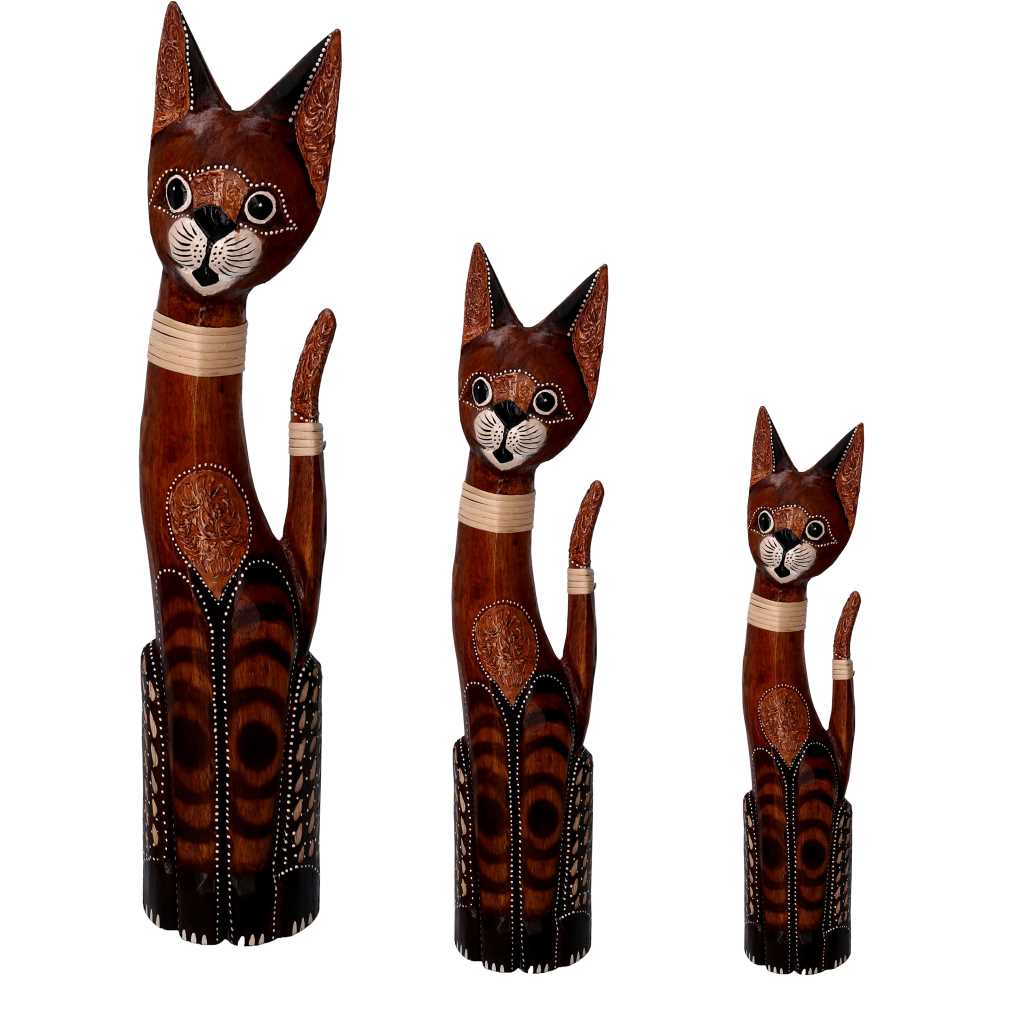 Gatto legno marrone h60/80/100