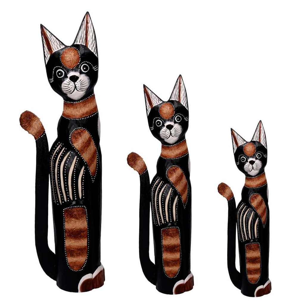 Scultura in legno di gatto nero, altezza 60/80/100 cm