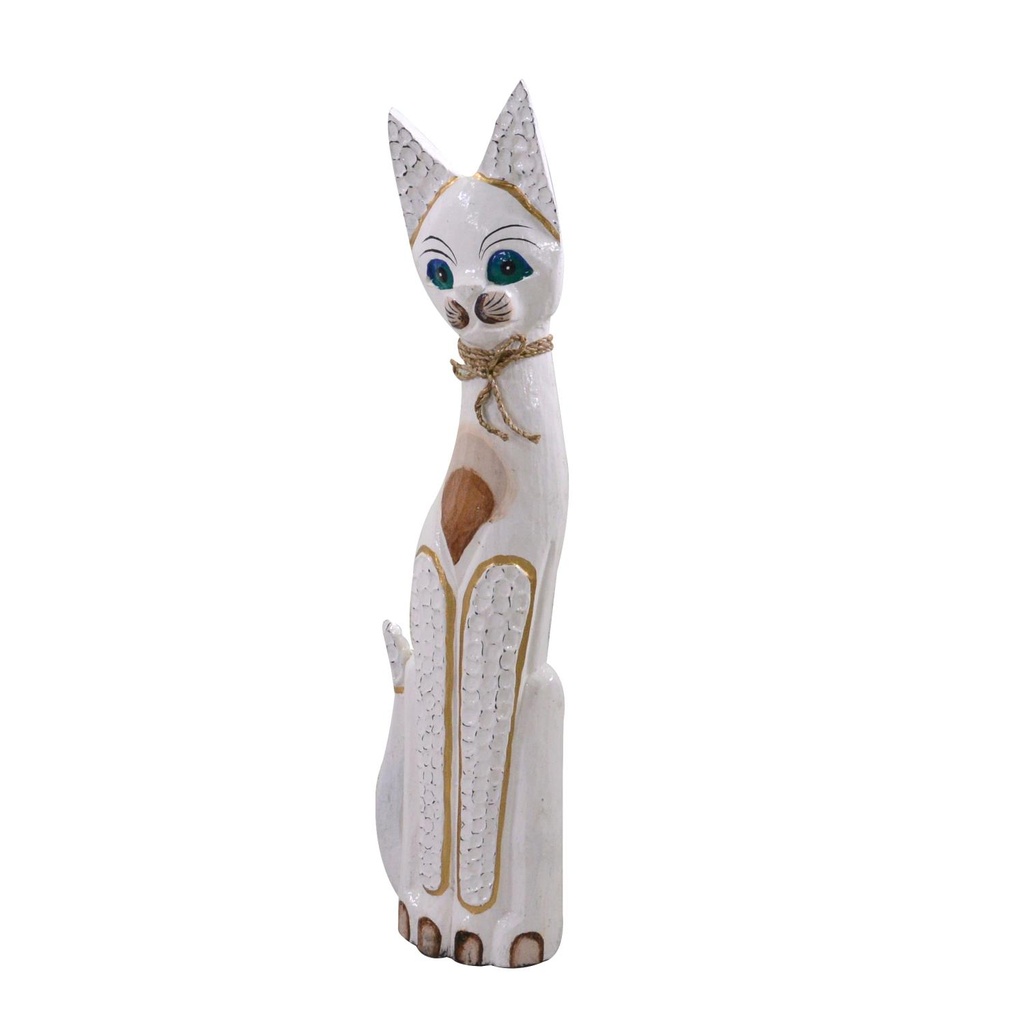 Gatto legno bianco beige 13x5x60 cm