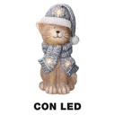 Gatto in Resina con Cappello Blu - 19,5x18,5x40 cm