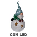 Gnomo Resina con Palla di Neve LED 11x11x22 cm