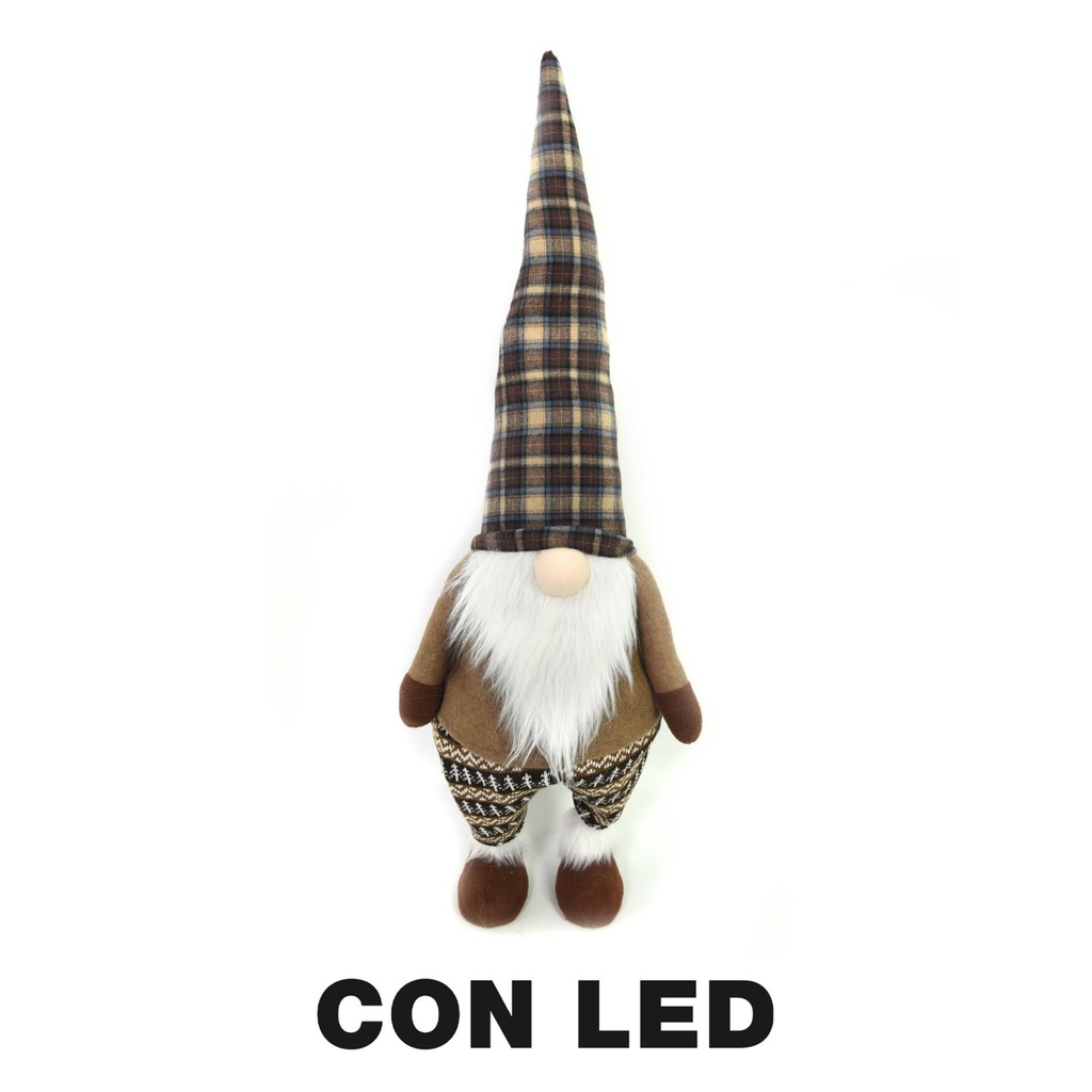 Gnomo di stoffa con led beige cm30x22h85
