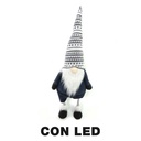 Gnomo tessuto con led grigio 30x22x85 cm