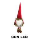 Gnomo di stoffa con led rosso 25x18x72 cm