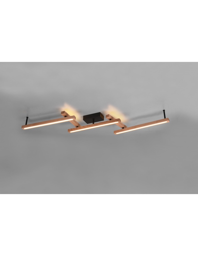 Plafoniera Vintage Orientabile in Legno con Doppia Illuminazione LED