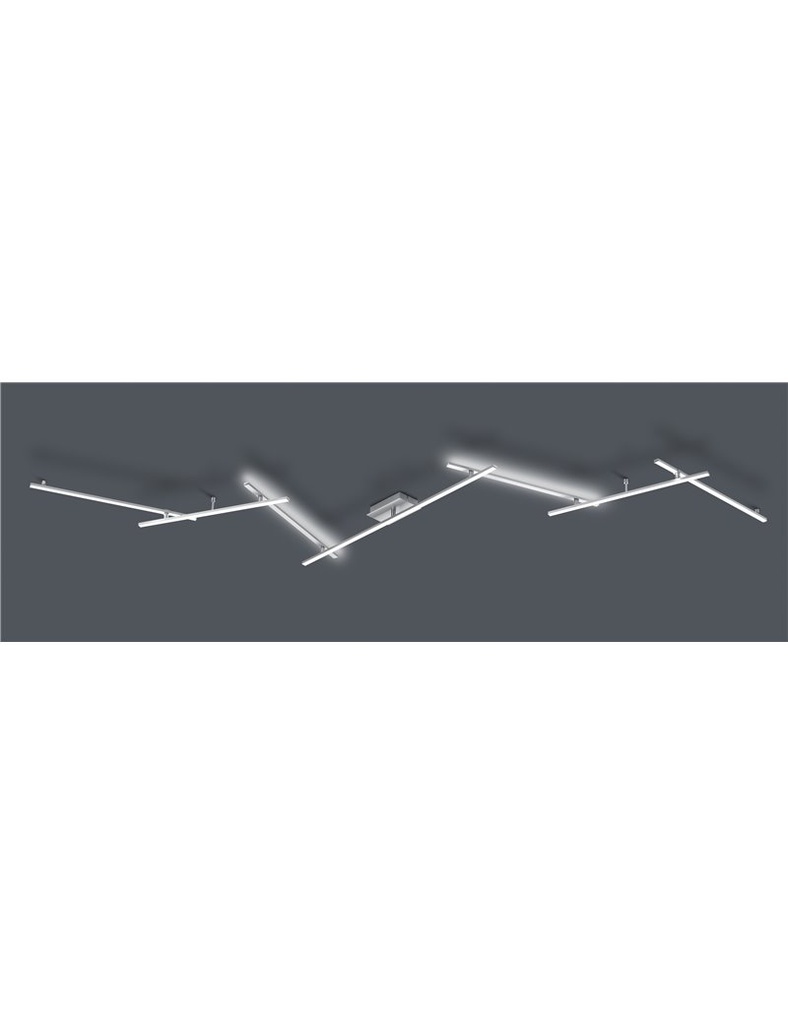 Plafoniera Applique Retro-illuminata con 7 Bacchette Orientabili Acciaio Satinato L. 345cm Moderno LED