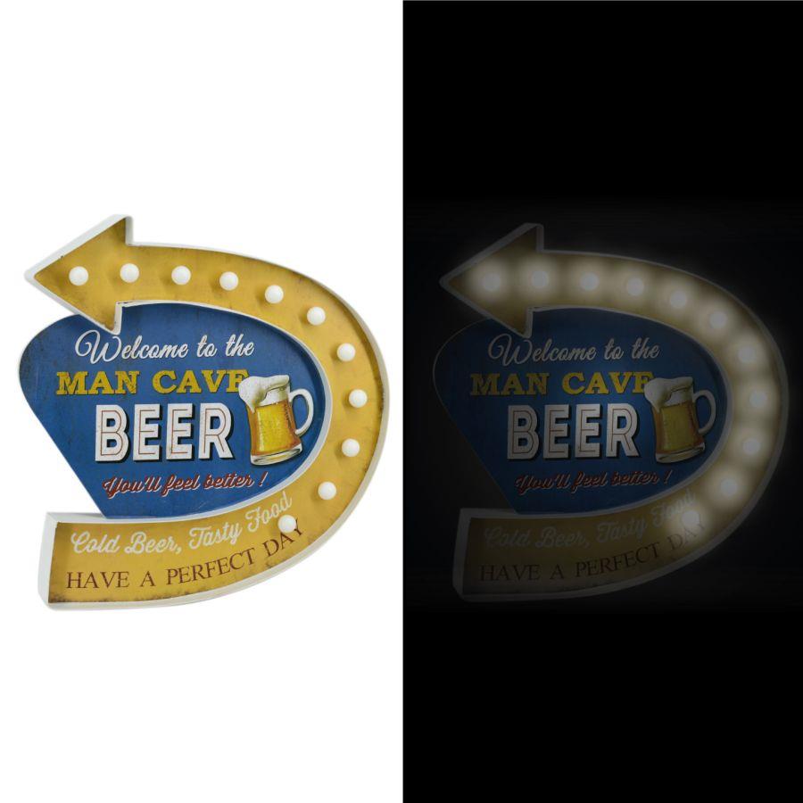 Insegna Metallo Blu Giallo con LED 46,5x45,8x5 cm