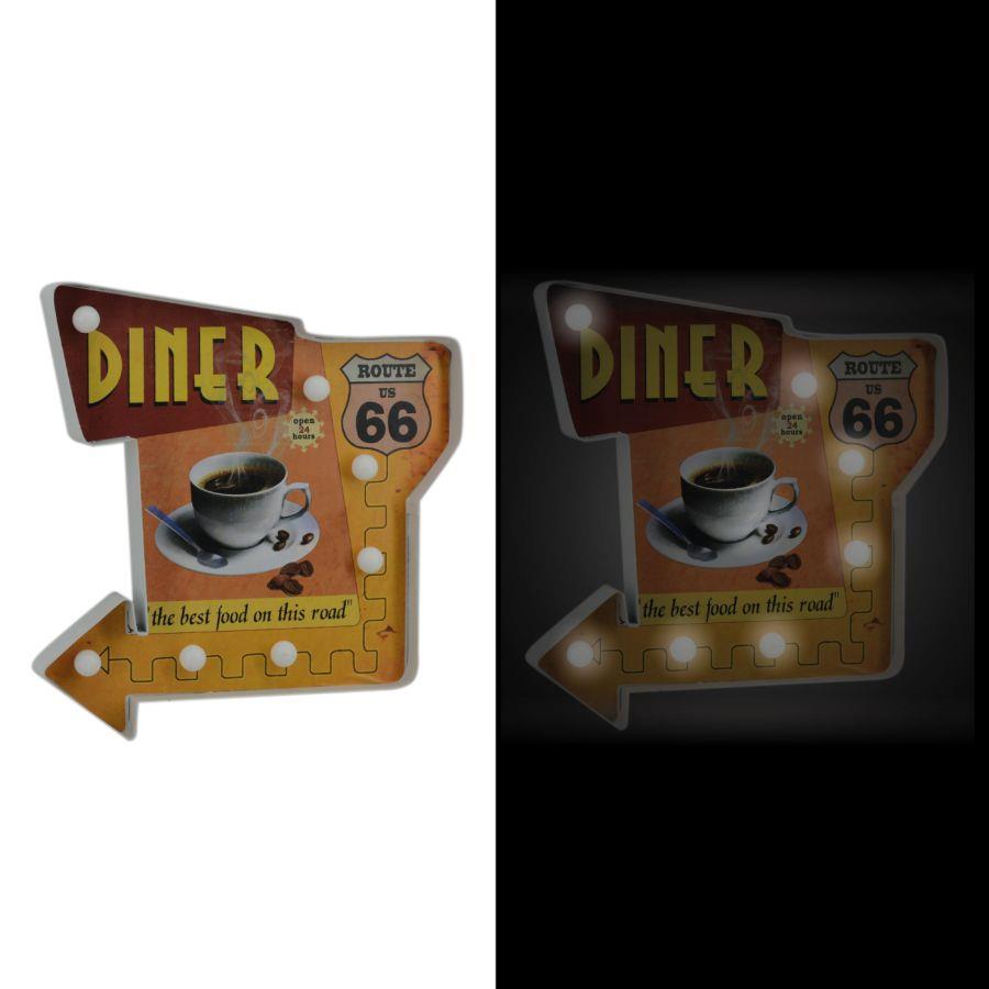 Insegna Metallo Rosso con LED 35,5x37x5 cm