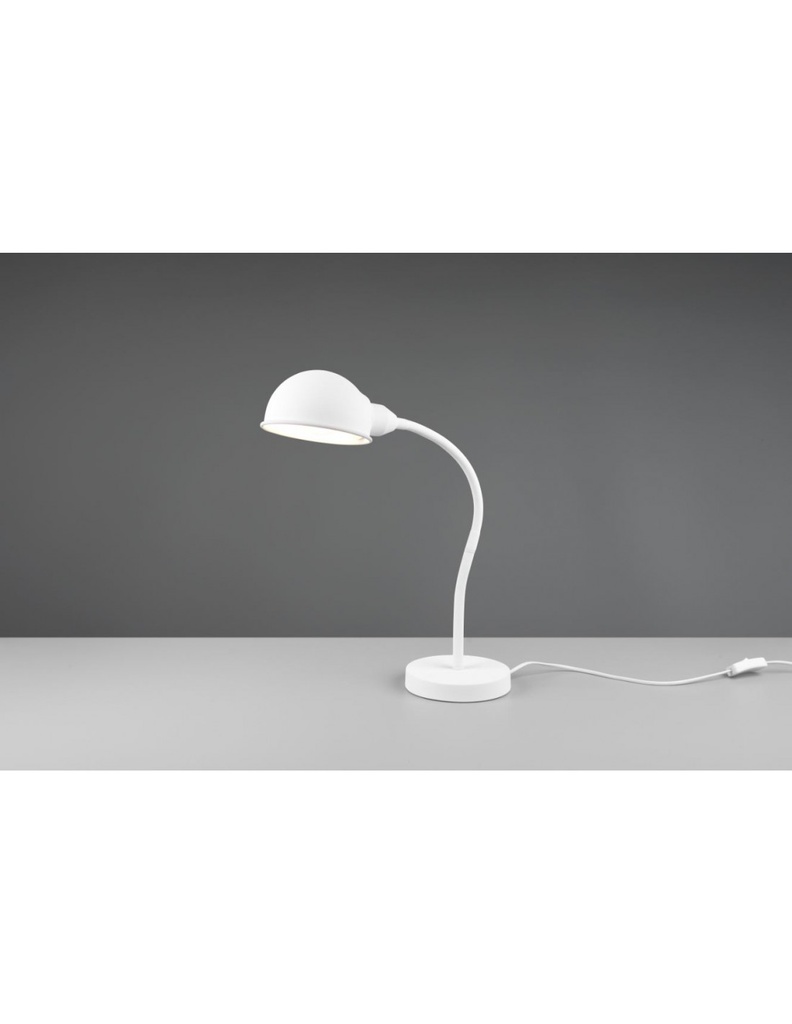 Lampada da Scrivania Bianca con Braccio Flessibile