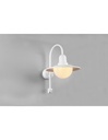 Applique Vintage con Sensore Movimento, Braccio Curvo Bianco, Vetro Bianco, IP44