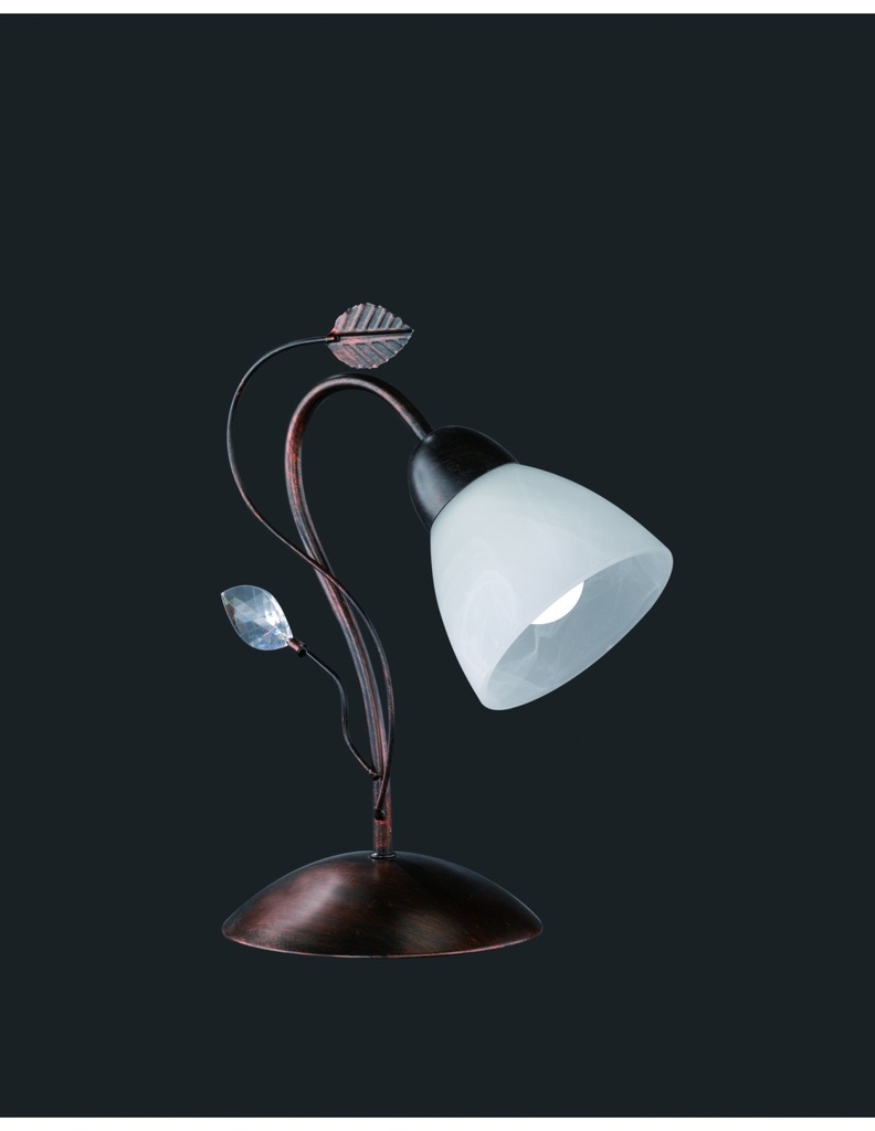 Lampada da Tavolo Traditio Ruggine Coppa Vetro Bianco L12 cm