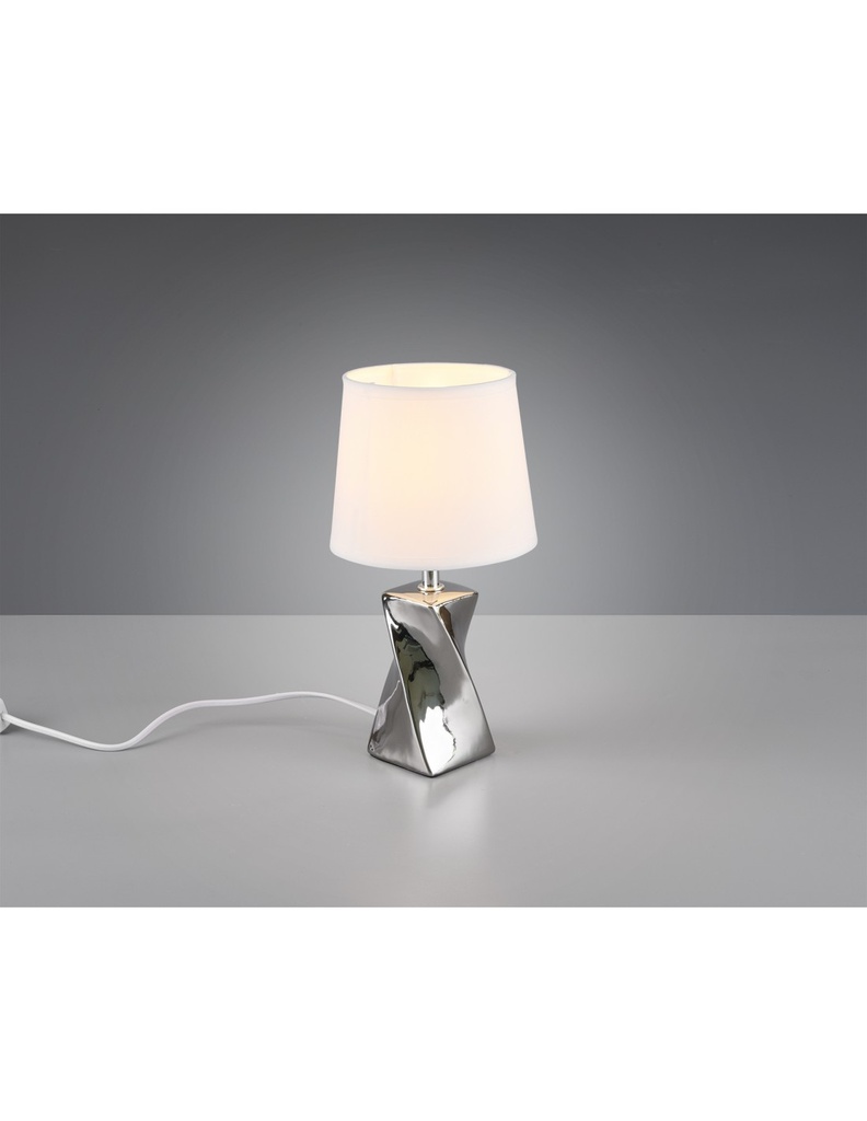 Lampada Da Tavolo Abeba Argento Paralume Bianco Ø15 cm Trio Lighting