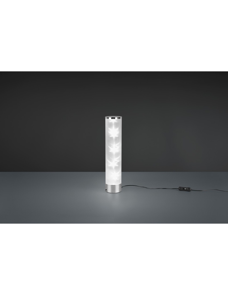 Lampada da Tavolo Cilindro LED RGB Cromo Stoffa Microforata