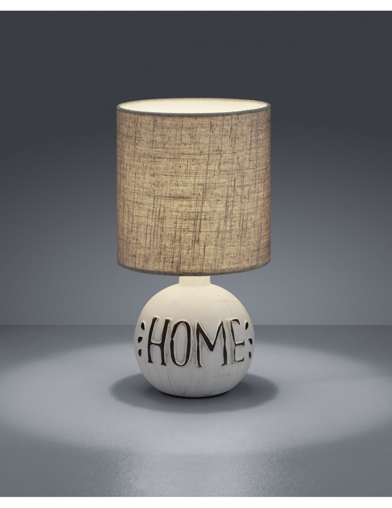 Lampada Da Tavolo Esna Ceramica &quot;HOME&quot; E Paralume Cappuccino Ø16 cm Trio Lighting
