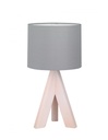 Lampada Da Tavolo Ging Treppiede Legno E Tessuto Grigio Ø17 cm Trio Lighting