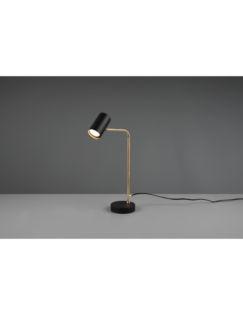 Lampada da Tavolo Marley Ottone e Spot Nero H45