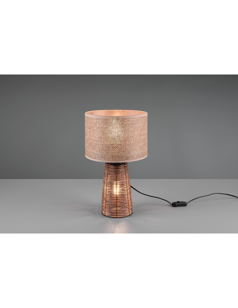 Lampada da Tavolo Rattan Marrone Doppia Luce