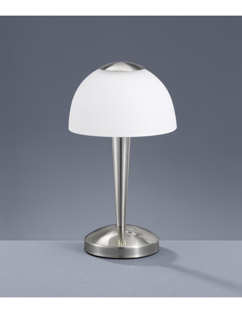 Lampada da Tavolo Ventura LED Touch Nichel e Vetro Bianco Ø15 cm