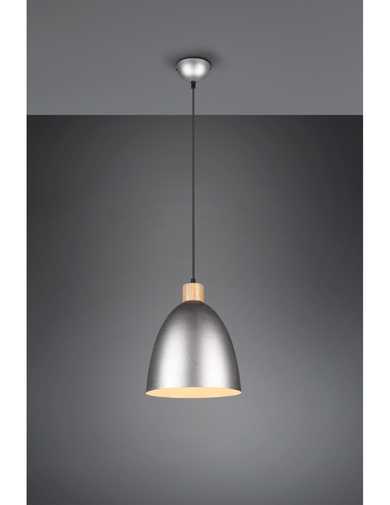 Lampada Sospensione Jagger Metallo Nichel Inserto Legno