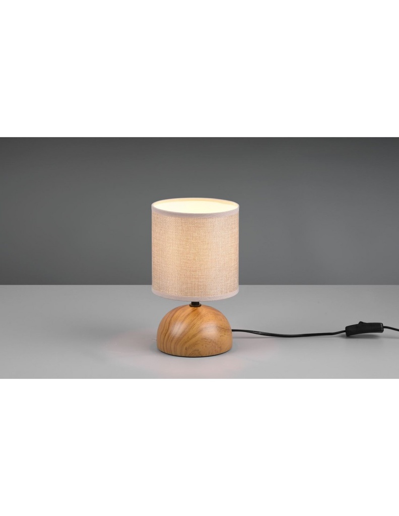 Lampada Tavolo Luci Base Mezza Sfera Effetto Legno Con Paralume Beige Trio Lighting