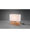 Lampada da Tavolo Rettangolare in Legno Naturale con Paralume Bianco