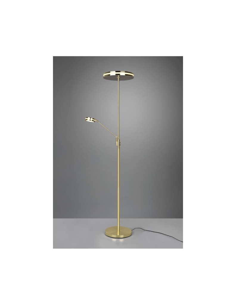 Lampada da Terra Touch Dimmer LED con Spot da Lettura Franklin Ottone Satinato
