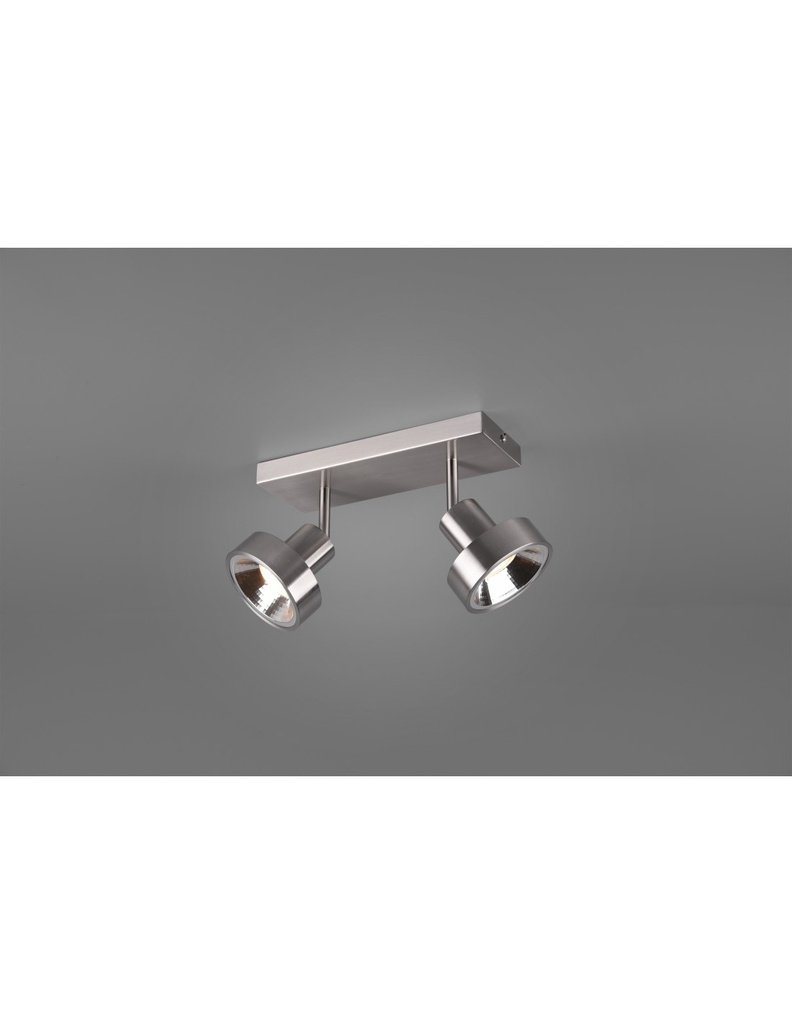 Lampada da Soffitto 2 Faretti Spot Orientabili Nichel Opaco