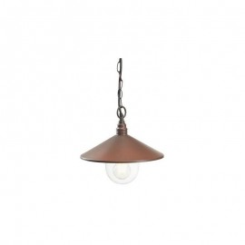 Sospensione E27 in corten con diffusore in vetro trasparente