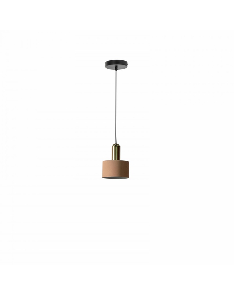 Lampada a sospensione Sirio in metallo rosa opaco, con cavo e rosone nero, 13cm x 13cm x 150cm