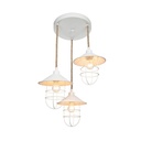 Lampada a sospensione Bulut ASZ0632 3 luci metallo bianco e corda