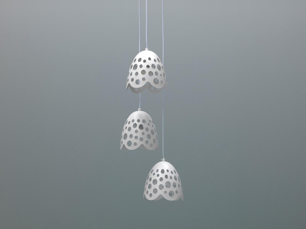 Lampada a sospensione in metallo bianco, 19,5x19,5x125 cm