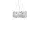Lampada a sospensione in metallo con paralume bianco, dimensioni 50x50x120 cm