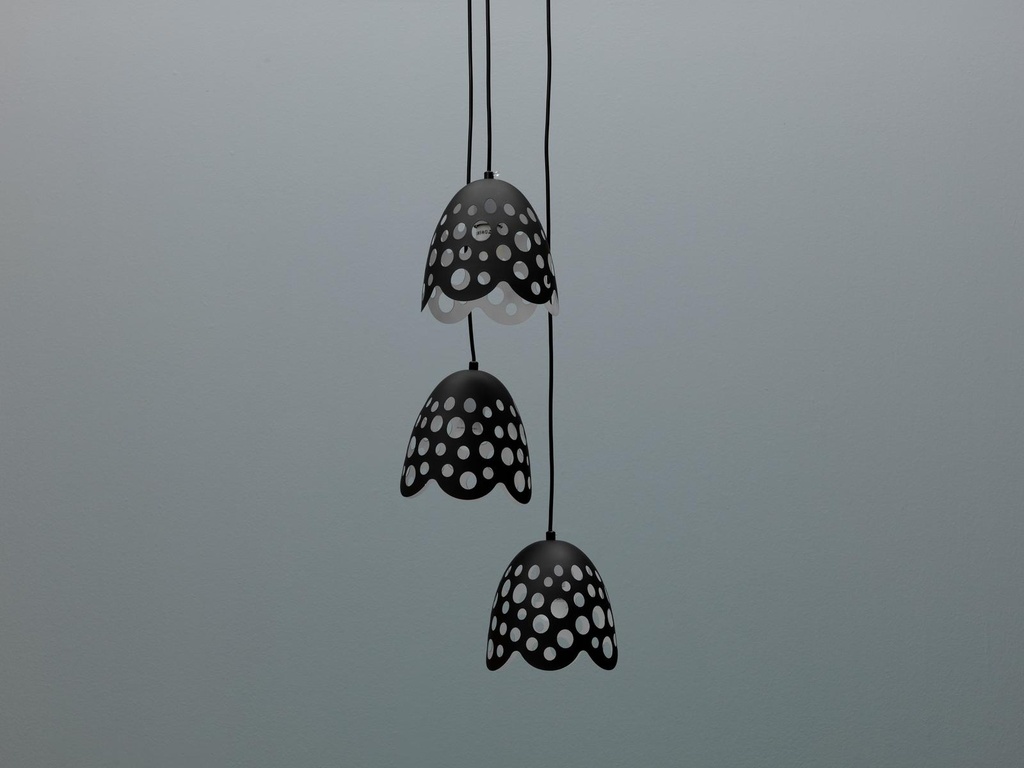 Lampada a sospensione in metallo con paralume nero, dimensioni 19,5x19,5x125 cm