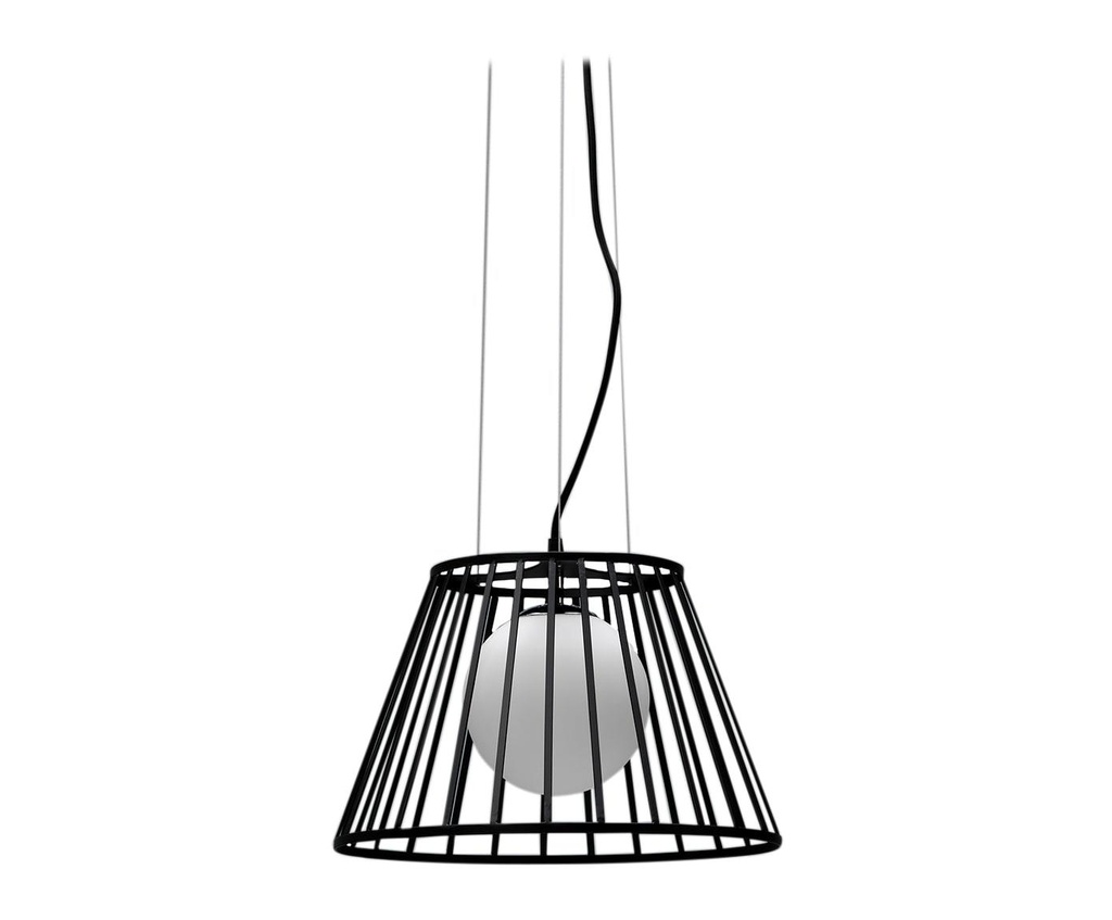 Lampada a sospesione in metallo con paralume nero, dimensioni 25/35x20/35x120 cm