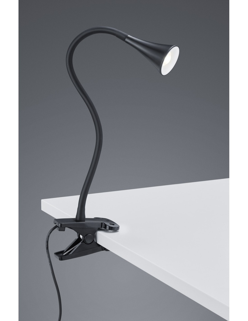 Lampada da Scrivania Led Viper Nero Con Pinza H35 cm Trio Lighting